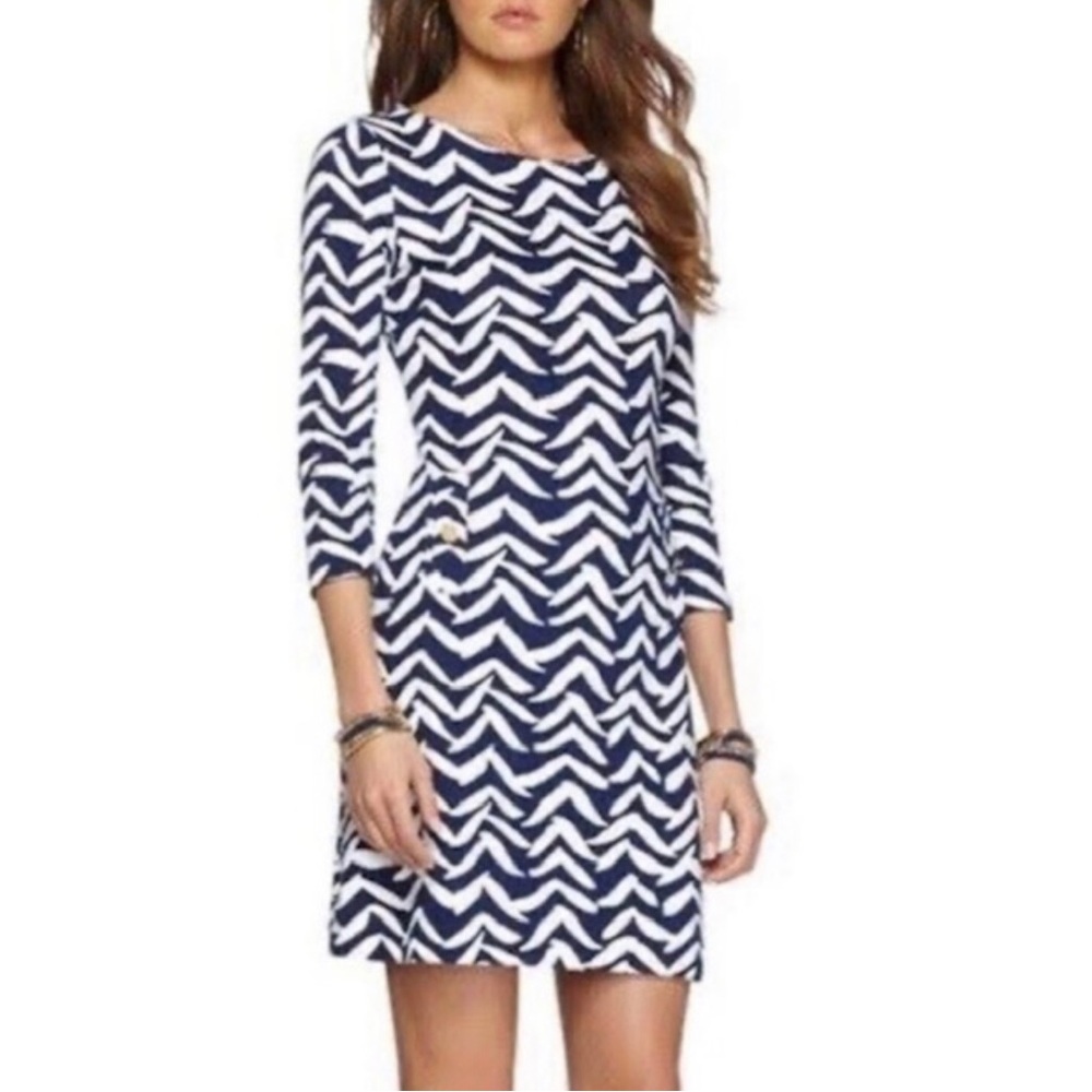 NWT. Lilly Pulitzer Chevron Charlene Dress. Size M